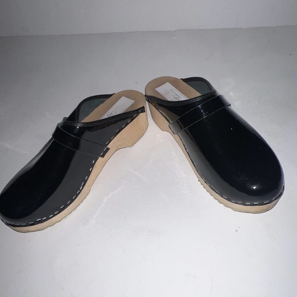 Kerstin Adolphson Clog Shoe, Women Sz9 Black Patent Leather Made in Sweden - Picture 6 of 8